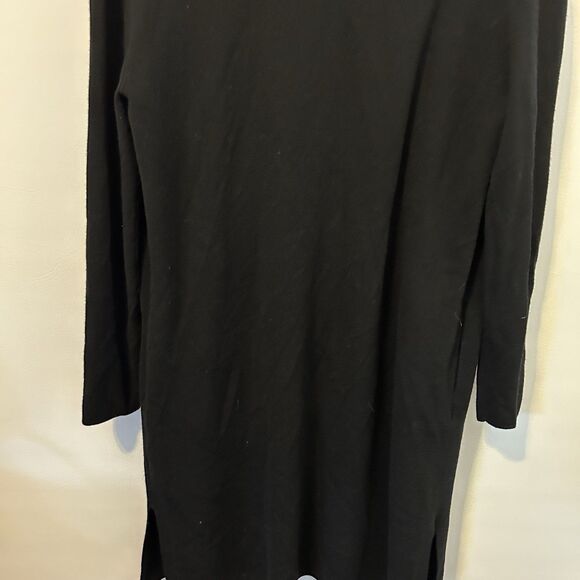 MM Lafleur womens M merino wool long line open front black cardigan sweater - Picture 9 of 11